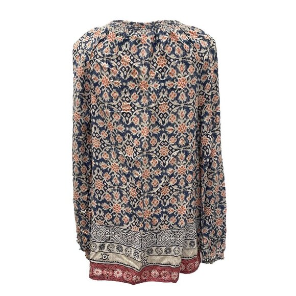 BEACH LUNCH LOUNGE Louisa Blue Coral Tassel Print Blouse Top Size Small (NWT) - Picture 3 of 8